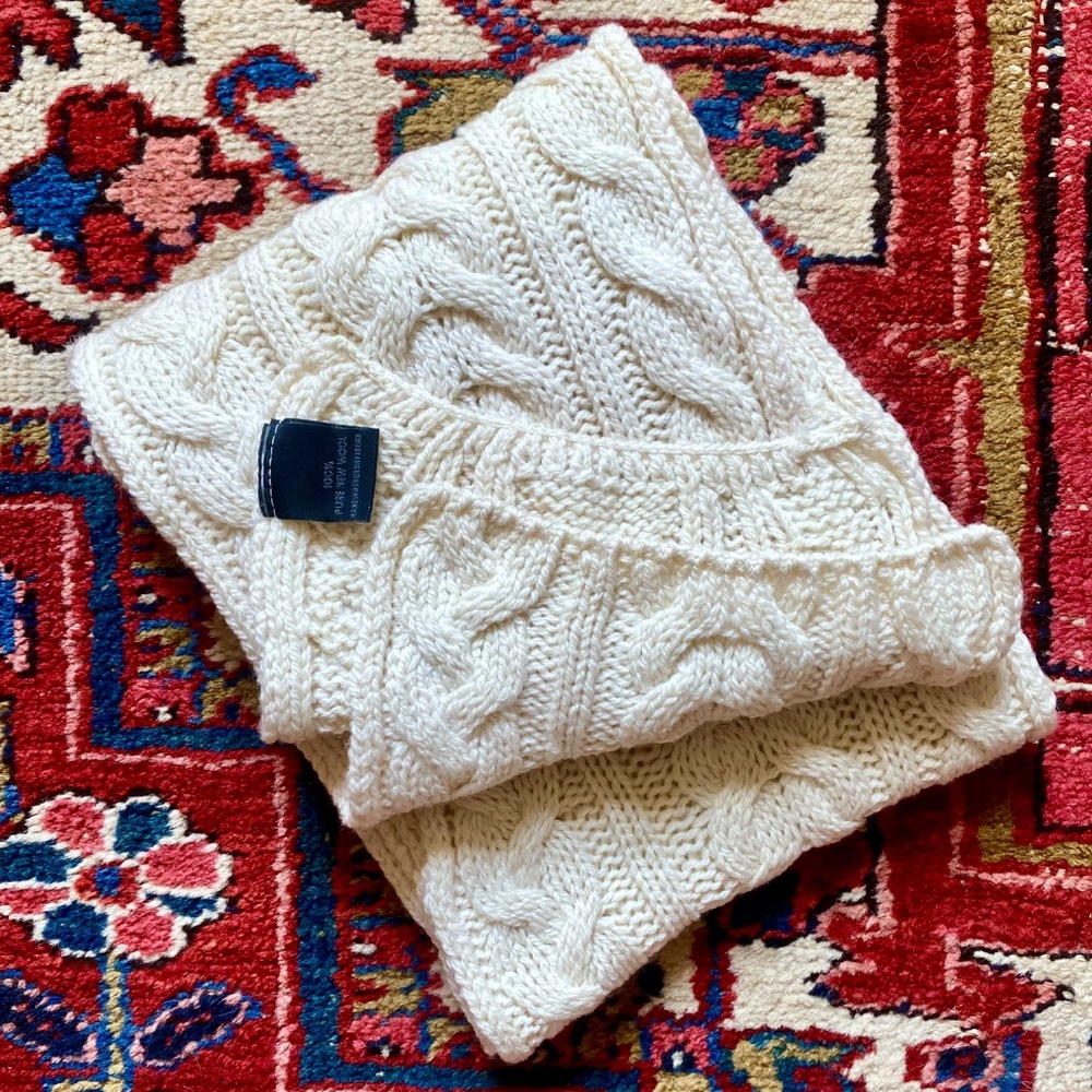 Peregrine 100% Wool Triple Cable Knit Scarf 8" x 72" Made in England *NWOT* - Picture 2 of 5